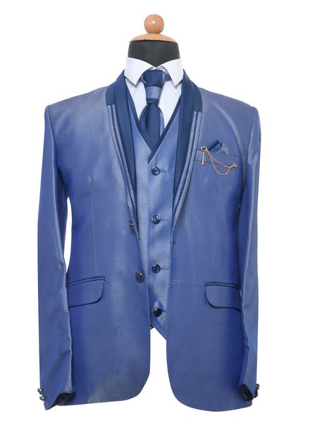 Suits Polyester Party Wear Regular fit Single Breasted Designer Self 5 Piece Suit Zed Club